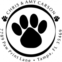 Paw print rubber address stamp