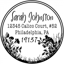 Bird Perched on Flowers Address Stamp
