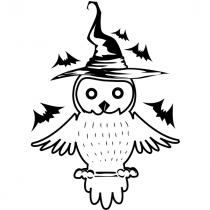 Owl Witch with Bats Craft Stamp
