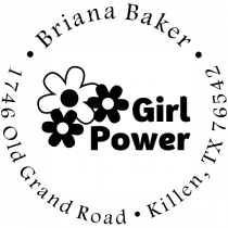 Girl Flower Power Return Address Stamp