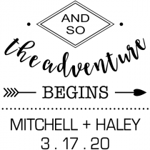And The Adventure Begins Wedding Stamp