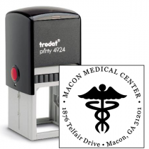 Round Caduceus Medical Address Stamp