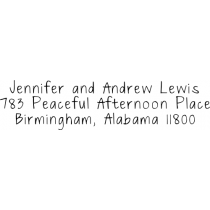 Handwritten rubber address stamp