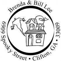 Halloween Spooky Haunted House Return Address Stamp
