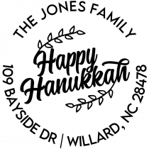 Happy Hannukah Round Custom Holiday Address Stamp
