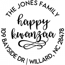 Happy Kwanzaa Round Custom Holiday Address Stamp