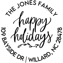 Happy Holidays Calligraphy Custom Holiday Address Stamp