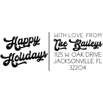 Vintage Inspired Happy Holidays Custom Address Stamp