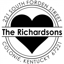 Bold Heart Double Outlined Return Address Stamp