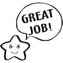 Feedback - GREAT JOB! Smiley Star Rubber Teacher Stamp