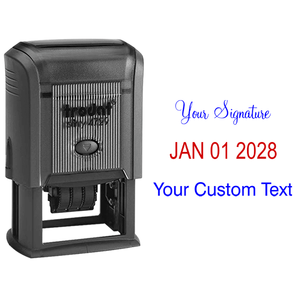 Self-Inking Signature Stamp with Custom Text and Dater