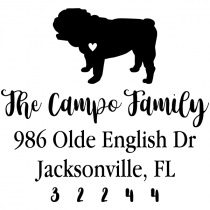 English Bulldog Love Address Stamp