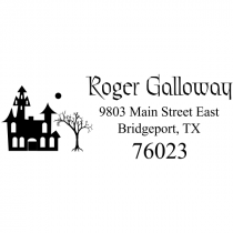 Haunted Scene Halloween Return Address Stamp