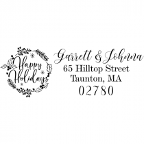 Happy Holidays Wreath Address Stamp