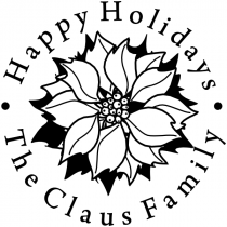 Happy Holidays Poinsettia Flower Rubber Stamp
