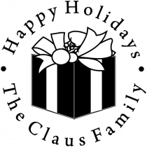 Happy Holidays Present Rubber Stamp