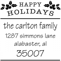 Happy Holidays Holly Return Address Stamp