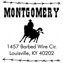 Roping Cowboy Square Address Stamp