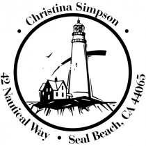 Lighthouse on Shore Round Address Stamp