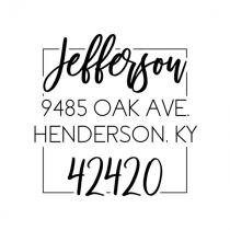 Script in Square Border Address Stamp
