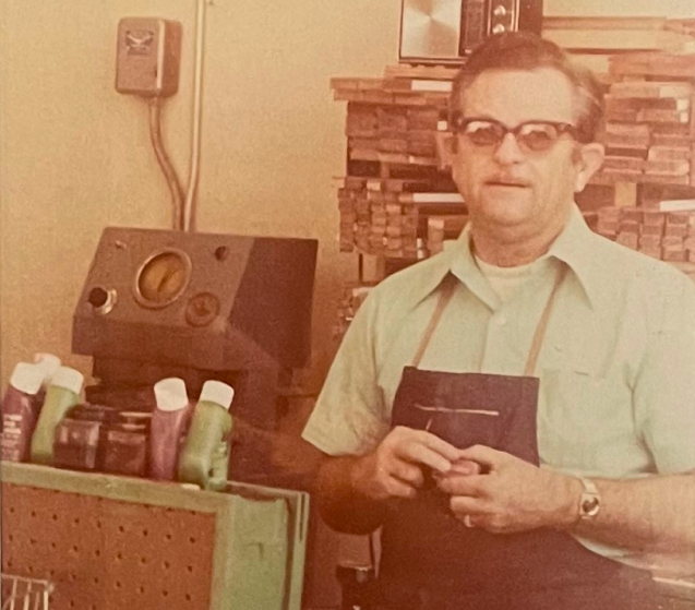 Mr. Holmes (Owen Holmes) 1920 - 2000 image from 1950s of Ownen Holmes, founder of Holmes Stamp Co.