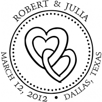 Linked Hearts Round Wedding Stamp
